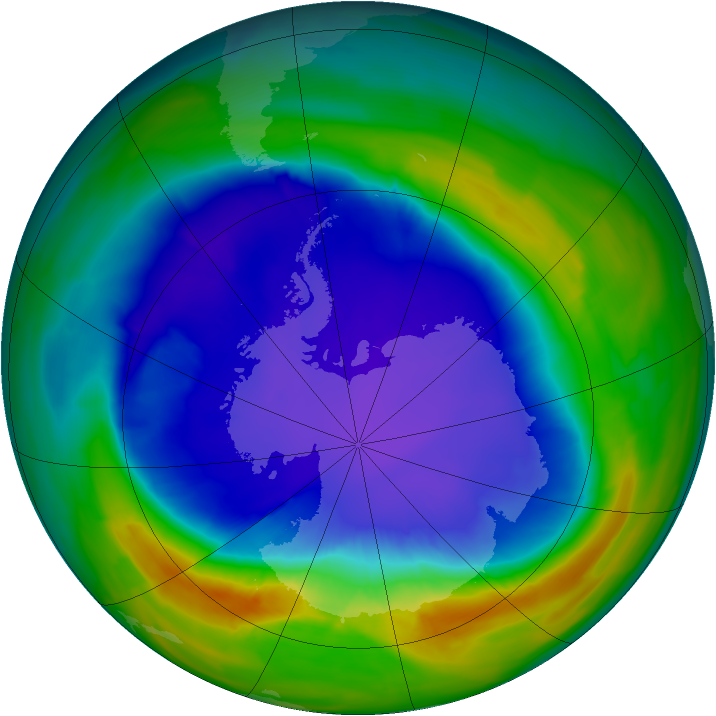 Antarctic ozone map for 13 September 2013